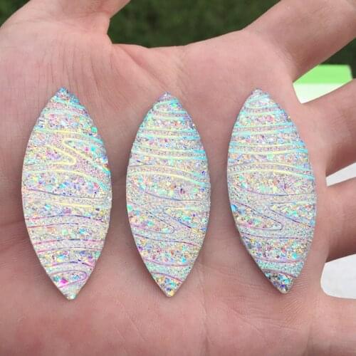 20*50mm White AB Horse Eye Resin Rhinestone Flatback Gems Strass Crystal Stones For Dress Crafts Decorations 6pcs HY820