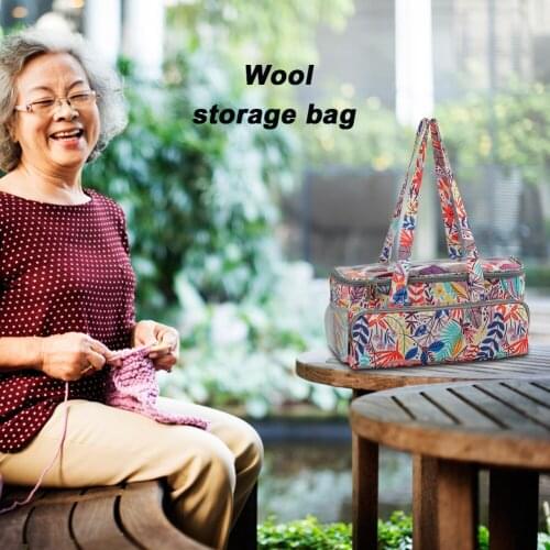 Oxford Cloth Knitting Storage Bag Multi-functional Printing DIY Needlework Knitting Needles Tool Sewing Holder Organizer