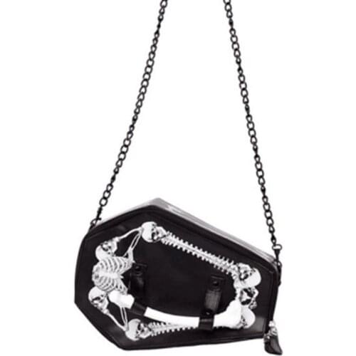 JIEROTYX Skulls Bats Design Womens Bags Handbags Crossbody Bags Girls Shoulder Messenger Bag Female Black Punk Gothic Drop Ship