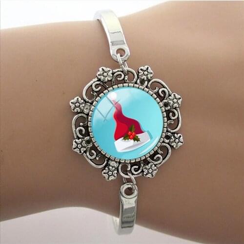 TAFREE Christmas Hat Socks Shoes Gloves Art Picture Lace Charm Bangel Bracelet Jewelrys For 2021 New Year Childrens Gift CM346