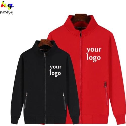 Custom logo sweatshirt printing logo picture text team name men and women long sleeve stand collar zipper top