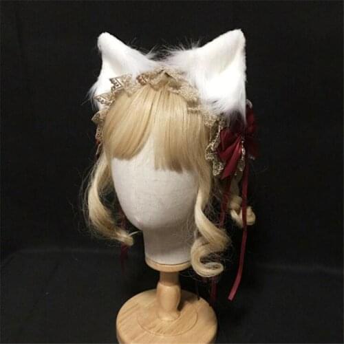 Lovely Furry Animal Beast Ears Hair Clip Headband Anime Lolita Wolf Cat Cosplay headwear D697