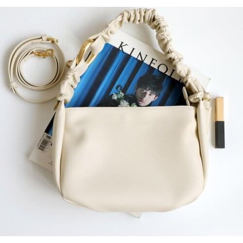 Genuine Leather Cloud Bag Female Fold Cowhide 2021 Niche Design One-shoulder Messenger Underarm Bag