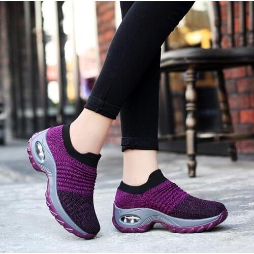 Plus Size Platform Air Cushion Sneakers Sock Woman Sport Shoes Sports for Women Running Shoes Ladies Purple Sneakair GMB-1698