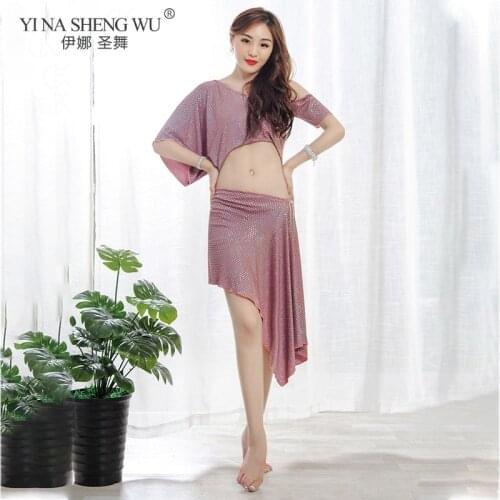 Fashion Women India Belly Dance Costume Set Oriental Wear Stage Professional Performance Sequins Top& Short Skirt Suit Outfit