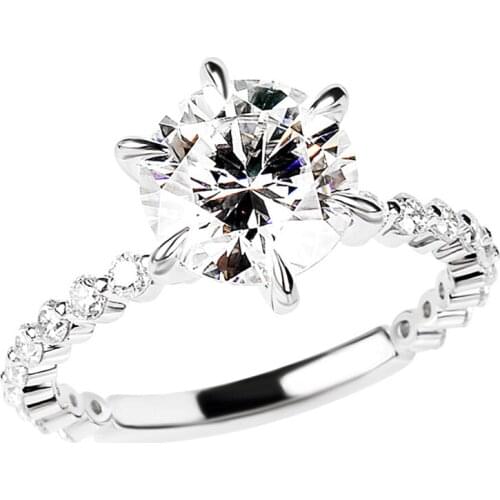 Six Small Water Drops Big Diamond Sterling Silver 925 Ring Women Luxury Unique Exquisite Engagement Wedding Party Lovely Jewelry