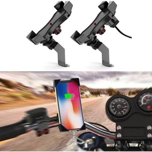 1PCS Motorcycle Bike Phone Navigation Holder Support Handlebar Rearview Mirror Mount Clip Bracket for Cell Phone with Charging