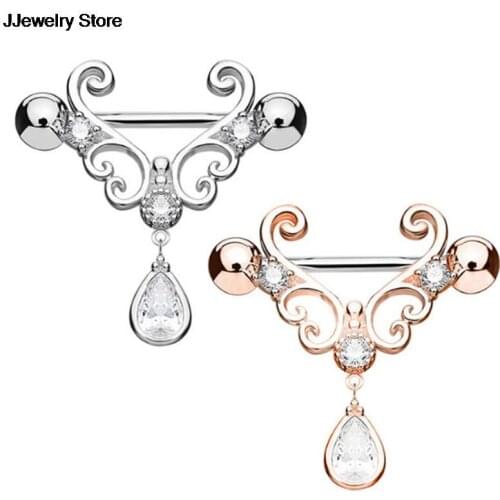 1pcs Surgical Steel Heart Nipple Ring Helix Piercing Water Drop Dangle Nipple Piercing Pircing Body Jewelry Hot