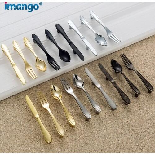 1pcs Silver Spoon Knife Fork Creative Kitchen Cupboard Handles\Cabinet Handles\Drawer Knobs\Furniture Pulls\Bars Knobs