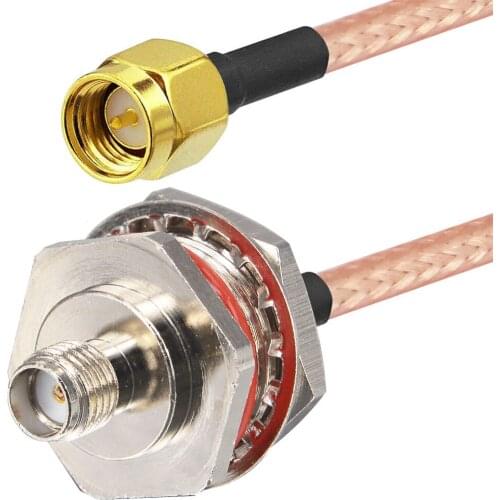 10 Pcs SMA Pigtail Cable SMA Male to SMA Female Jack Coupling Nut Hole Waterproof Bulkhead Straight O-Ring Coaxial Cable RG316