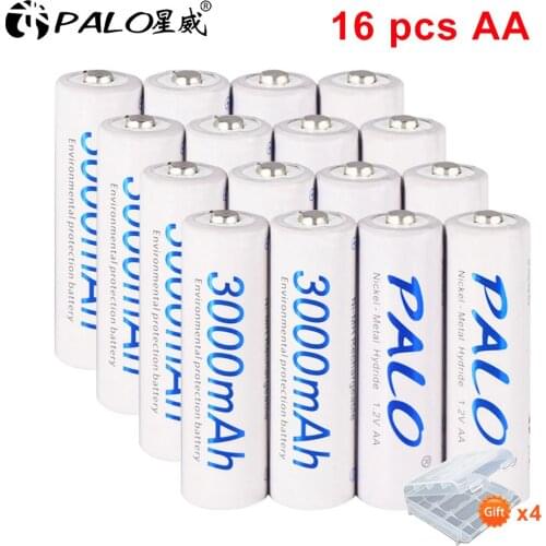 PALO AA rechargeable battery 1.2V AA3000mAh Ni-MH Pre-charged Rechargeable Battery 2A Baterias for Camera Toys Car