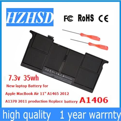 7.3v 35wh New Original A1406 laptop Battery for Apple MacBook Air 11" A1465 2012 A1370 2011 MC965 MC505