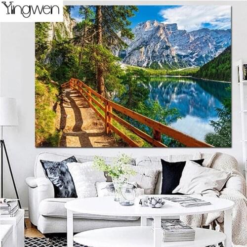 5D Diy Diamond Painting Snow Mountain Forest Lake Natural Landscape Cross Stitch Kits Full Diamond Mosaic Embroidery Paintings