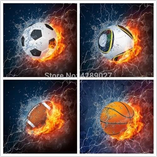 Full Square Round Diamond 5D DIY Diamond Painting Football, Basketball, Baseball 3D Embroidery Cross Stitch Diamond Embroidery