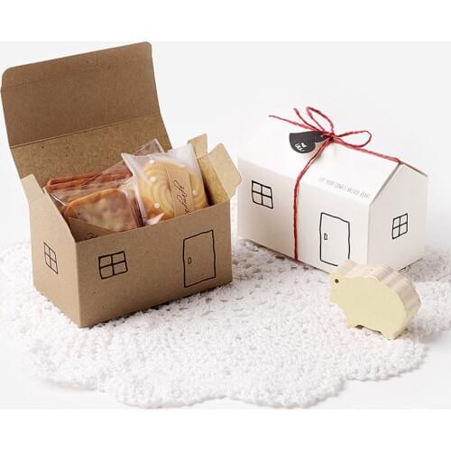 White Kraft House Shape Paper Box 5sets Gift Package Storage Candy Box with String Gift Tag Stationery Storage for Office School