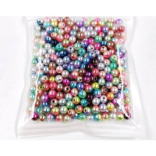 200pcs/lot 6mm Multi Colors ABS Imitation Pearl Two Hole Round DIY Beads Resin Plastic Ball Bead for Wedding Jewelry Making