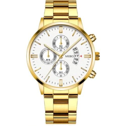 New Fashion Men Calendar Watches Mens Stainless Steel Casual Quartz Watch Relogio Masculino Male Wristwatch Reloj Hombre Hot