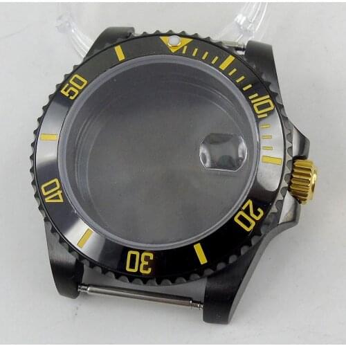 Fit NH35 NH36 Automatic Movement Gold Black Coated 40mm Watch Case Sapphire Glass