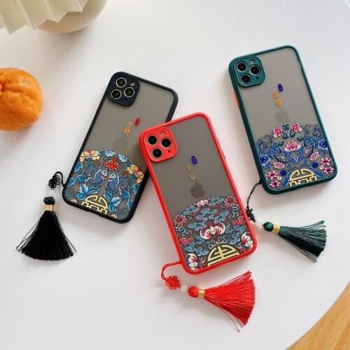 Chinese Style Auspicious Pattern Case for iPhone 12 Pro Max Back Phone Cover for 12Mini 11 Pro Max X XS XR 8 7 Plus SE 2020 Capa