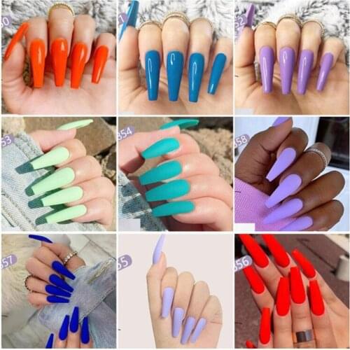 Nail Art Long Fake Nails Matte Ballet Tips Press on False with Glue Coffin Stick Display Set Full Cover Artificial Designs Kiss