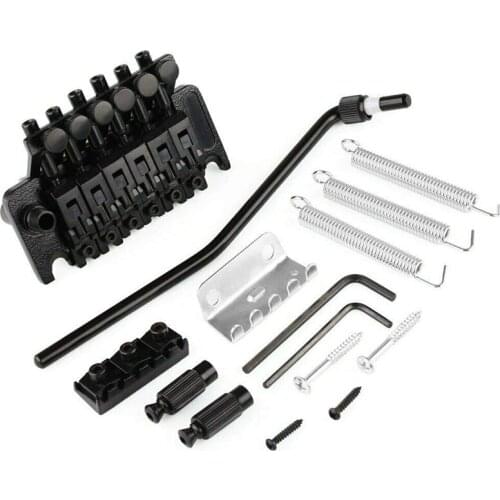 Electric Guitar Tremolo Bridge Assembly Double System Parts 2 Point St Strat Style Guitar Tremolo Bridge Locking System (Black)