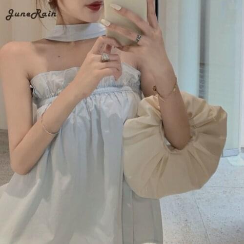 JuneRain Women Summer Japan Girls Sleeveless Tops Vintage Sexy Halter Blouse Casual Holiday Lady Sweet Korean Fashion Shirts