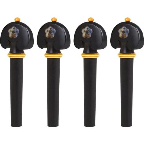Violin Tuning Pegs 4Pcs Ebony Hand Carved String Tunning Pegs Replacement Accessory for 3/4 4/4 Violin