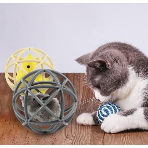 Kitten Roller Ball Colorful Soundable Squeaky Fury Cat Ball Toy for Pet Cat Toys Supplies Pet Products