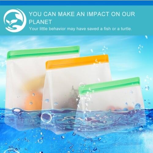 PEVA Food Storage Bag Reusable Freezer Bag Silicone Bag Leakproof Top Zero Waste Kitchen Organizer BPA Free Dropshipping