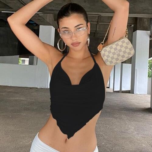 Fashion Womens Tank Tops Sleeveless Summer Ladies Casual Solid Color Sexy V-neck Spaghetti Vest Crop Tops 2021 ropa de mujer