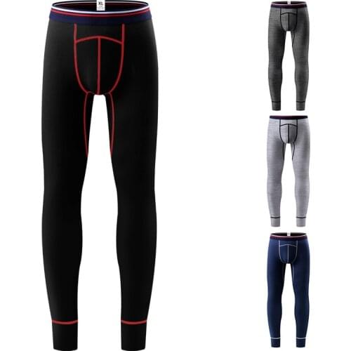 Mens thermal Underwear Cotton Slim Leggings Underpants Tights Warmer Pants Winter Wear Sleep Bottoms