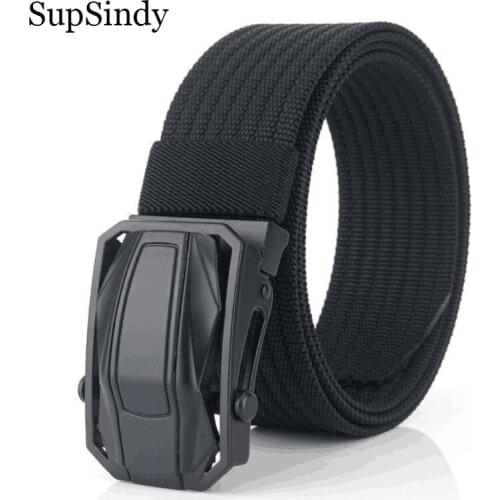 SupSindy Mans Canvas Belt Black Metal buckle Nylon belt Army military tactical belts for Men casual jeans Waistbrand Male strap