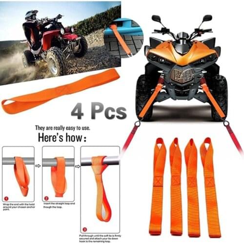 1/4Pcs Soft Loop Tie Down Straps Ratchet Towing Cargo ATV Motorcycle 600LBS