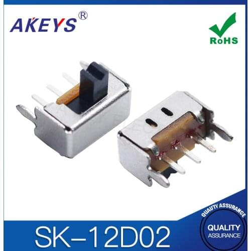 20PCS SK-12D02 1P2T Single pole double throw slide switch 2 fixed pin side insert for digital product