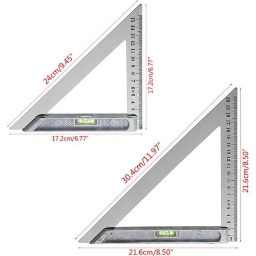 2021 New 200mm Triangle Ruler 90degree Alloy Measuring Tool With Bead Horizontal Woodworking