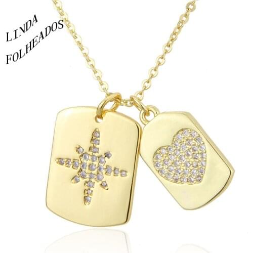 LINDA FOLHEADOS New Design Women Unique Jewelry Golden Snow And Love Cubic Zirconia Copper Zircon Charm Pendant Necklace Gift