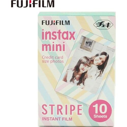 Original Fujifilm Fuji Instax Mini 8 Stripe Color Prints Film 10 Sheets For mini 11 9 8 50s 7s 90 25 Share SP-1 Instant Cameras