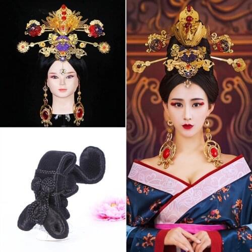 Dan Feng Ge Tang Empress Princess Hair Wig and Hair Accessories Top Hair Tiara for Photography or Cosplay Hanfu Accessory