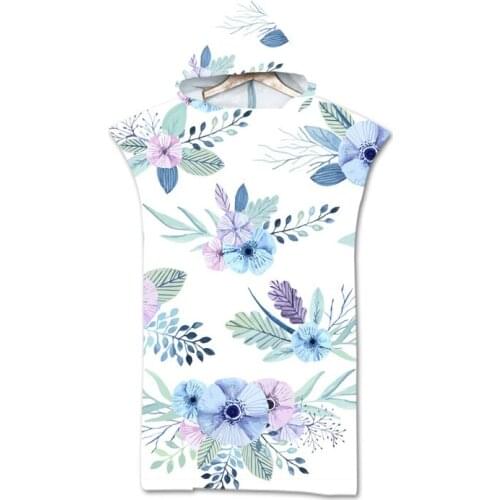 New leaves geometry Towel Adult Microfiber Dressing Robe Hooded Bath Towel Swimming Surfing Beachwear