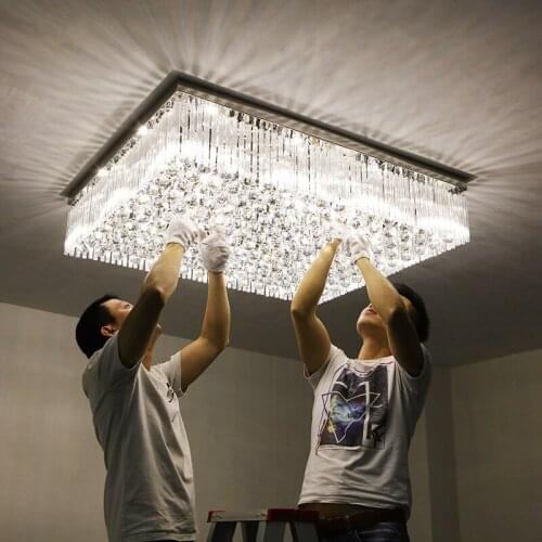 Simple and modern LED rectangular warm living room hall crystal lamp luxury hotel lamp 1.2 ceiling lamp led lighting fixture