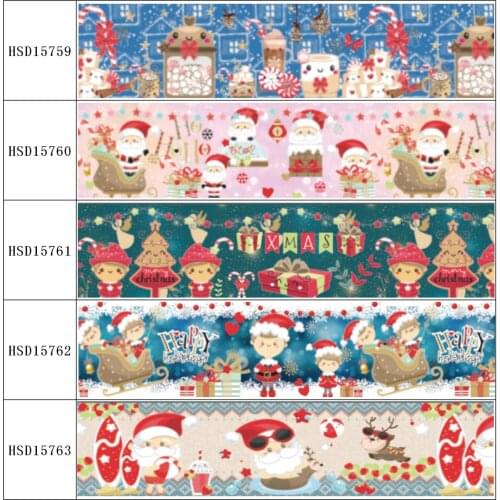 HuangTao 22MM 25MM 38MM 50MM 75mm Printed Pattern on Grosgrain Ribbon for diy ribbon