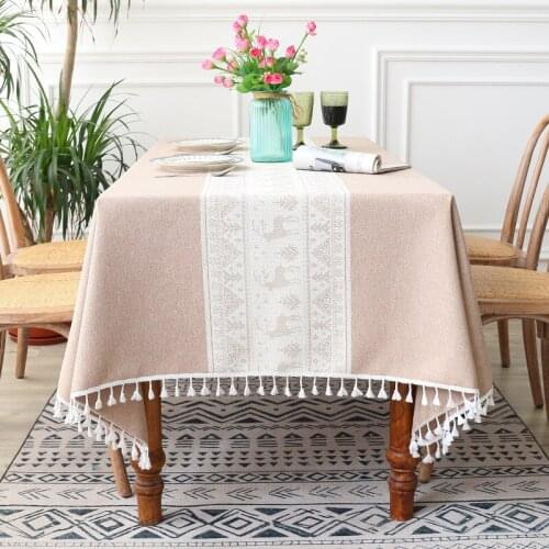 Evich Luxury Tablecloth Home Kitchen Cotton Linen Table Cloth Thick Table Clothes Hotel Wedding Dining Table Cover Cloth