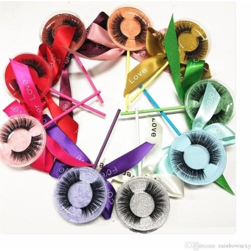 Seashine 10pcs Lollipop Mink Lashes False Lashes 16 Styles 3D Faxu Mink Eyelashes Extension Accept OEM Rainbow Color Lollipop