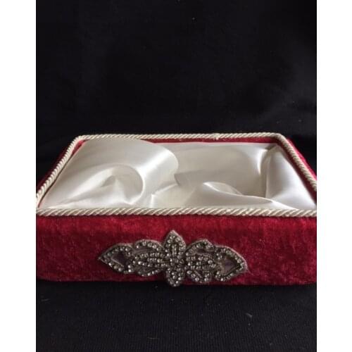 Türk Osmanlı Düğün Nişan Sandık Kutusu Kadife Kaplı Havluluk Çeyizlik Bohça Seremoni Kutusu