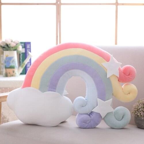 INS Nordic Colorful Creative Rainbow Cloud Plush Toys Children Room Decoration Bay Window Pillow Rainbow Shell Star Ball Cartoon