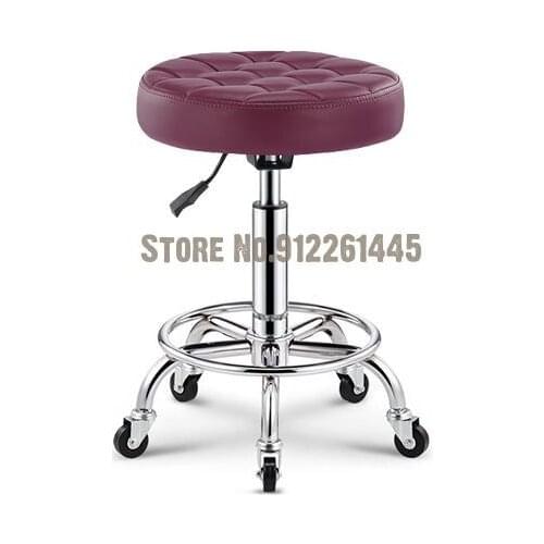 Beauty stool barber shop chair hairdresser rotating lifting round stool manicure stool pulley large work stool makeup hair salon