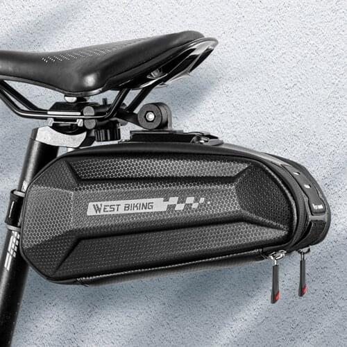 1.8L Bicycle Saddle Bag Hard Shell Bicycle Saddle Bag Rainproof Reflective Bike Rear Bag Waterproof Cycling Tool Bag