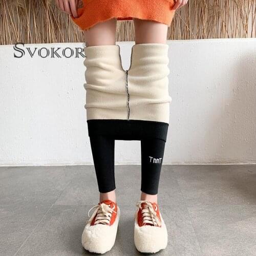 SVOKOR Winter Warm Leggings Sexy Women Slim-Fit Cold-Resistant Leggings Velvet Thick Slim-Fitting Threaded Cotton Leggings