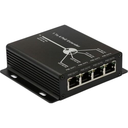 CCTV PoE Extender 1 input 4 output for POE/IP camera / wireless AP up to 120m transmission distance 10/100M LAN ports