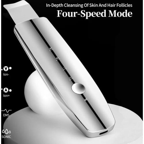 EMS Ultrasonic Skin Scrubber Face Spatula LED Red Blue Photon Massager Facial Shovel Deep Cleansing Anti-wrinkle Lifting Tool 50